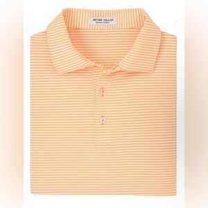 Peter Millar Hales Performance Summer Comfort Golf Polo Orange Striped XL NWT